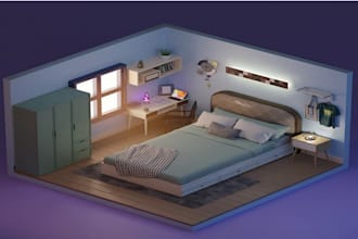 do architectural isometric interior exterior 3d floor plan in revit sketchup