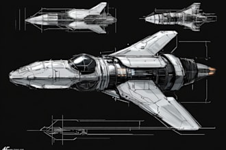 design spaceship, sci fi illustration sketch
