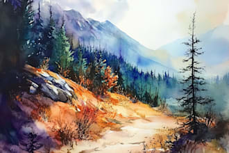 digitally oil paint, vintage portrait, landscape, illustrate