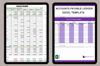 create custom excel spreadsheet, monthly annual financial budget tracker planner