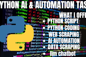 fix or develop python ai, rag, web scraping, ai chatbot, llm, nlp, ai automation
