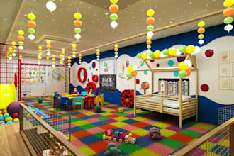 renew 3d kids paly room,stunning interior lighten,ball pit design, cgi furniture