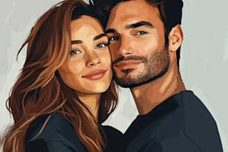 draw couple portrait illustration from your photo