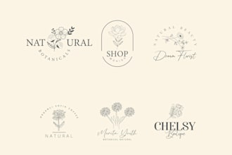 design custom hand drawn botanical boho and floral logo with in 10 hours