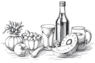 draw foods and beverages vintage sketch illustration