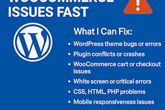 fix any wordpress or woocommerce bug quickly