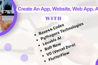 build web app, website, app using flutterflow, reactjs codex base44 lovable ai