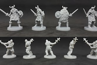 do custom miniature kitbashing, 3d tabletop, dnd character model and 3d printing