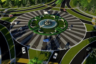 redesign 3d city park, render amusement park with landscape,garden decor,vr tour