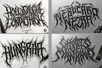 create tattoo dark or graffiti type calligraphy or lettering