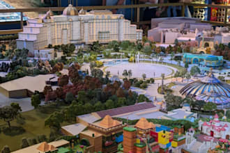 do 3d festival park, large scape event, resorts and park with realistic image