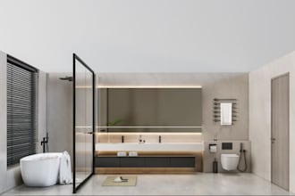 3d apartment interior,shower bath, furniture rendering,closet and 3d render, skp