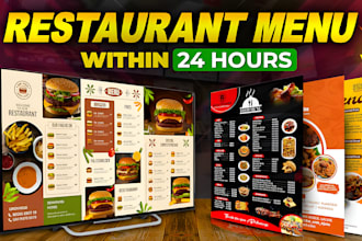 design a professional restaurant menu card with modern layout