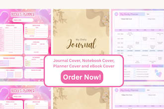 create journal cover design, custom planner, notebook and diary covers