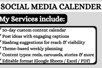 create engaging social media content calender for instagram, tiktok, facebook