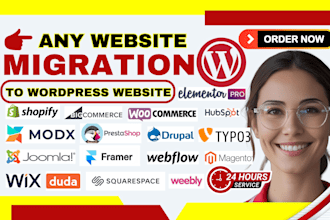 migrate from modx joomla wix drupal ty03 duda and other cms to wordpress website
