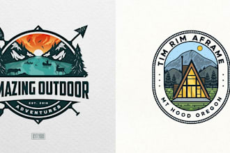 design retro vintage badge, round, circle or outdoor theme logo