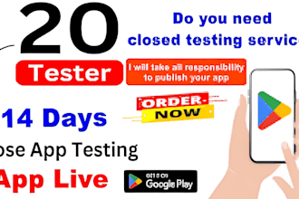 provide 20 real testers for google play console closed testing