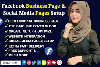 do facebook business page create ,all social media pages and accounts setup