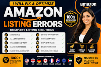 fix amazon fba fbm listing errors,error 8572 and amazon SEO listing optimization