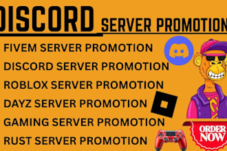 roblox server promotion, gaming server, fivem, dayz,discord promotion for growth