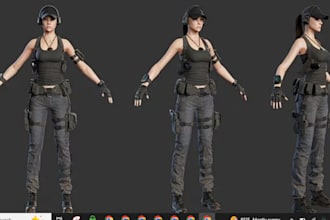 sculpt 3d model,fortnite game character,cod model,retopology,creature,pistol,rig