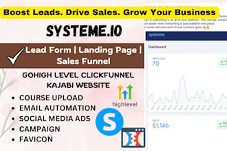 build sales funnel gohighlevel, systeme io, clickfunnels or kajabi