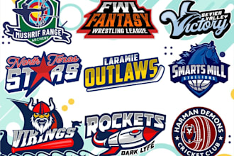 design baseball, basketball, football, hockey sports logo for your game