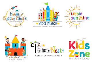 design kids shop, baby store, children, daycare or childcare logo