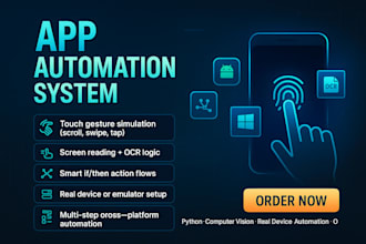 develop real device automation, touch gestures, and screen based logic for app