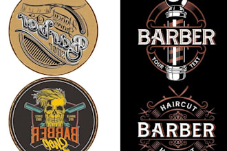 do modern barber shop, barber, spa and beauty salon logo design