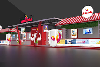 do 3d exhibition booth, stall, kiosk, stand, trade booth design