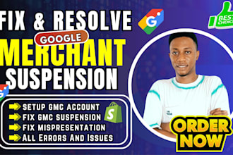 setup, fix google merchant center suspension, misrepresentaion, gmc shopping ads