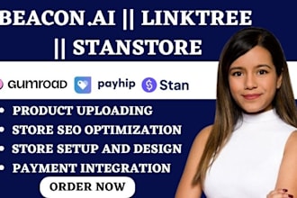 setup and design beacon ai, linktree, stan store for your social media account