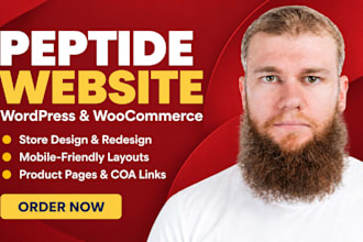 build design peptide website with wordpress woocommerce lumise learndash course