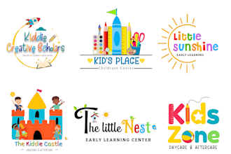 make an childcare, daycare kindergarten and kids preschool logo design