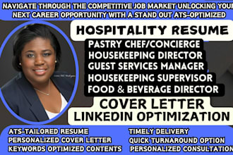craft ats hospitality, general manager, pastry chef, cook, receptionist resume