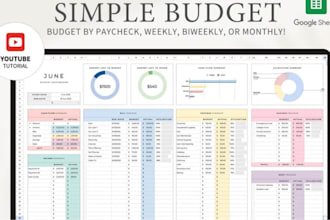 design custom full automation excel google spreadsheet budget planner, template