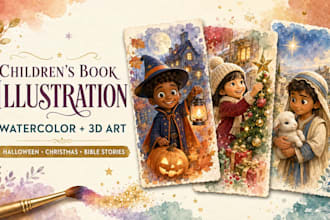 children story book illustration for halloween christmas and bible story