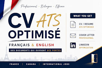 write ats french CV, resume, cover letter and linkedin