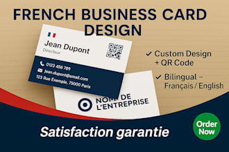 design french business cards cartes de visite with logo qr code