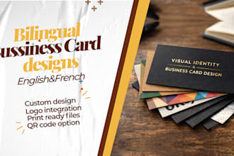 design english or french business cartes de visite with logo