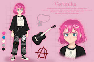 anime style full body character design and concept ar