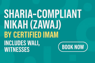 sharia compliant nikah zawaj by certified imam includes wali, witnesses
