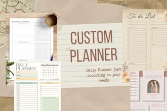 design custom printable, editable planner, workbook, worksheet, journal on canva