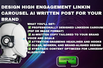 design high engagement linkedin carousel ai written post for your brand