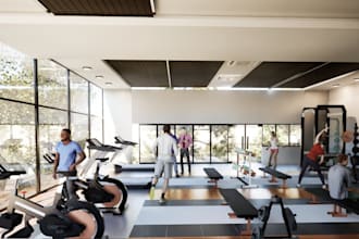 high quality 3d rendering of gym center,sports facilities,spa and pool designs
