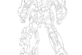 create a vector line art of gundam images