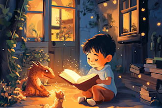 draw african american children story book illustration