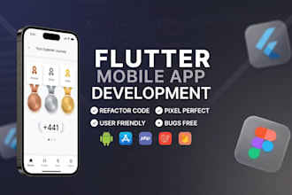 develop flutter app for android and ios with firebase, rest API and UI design
